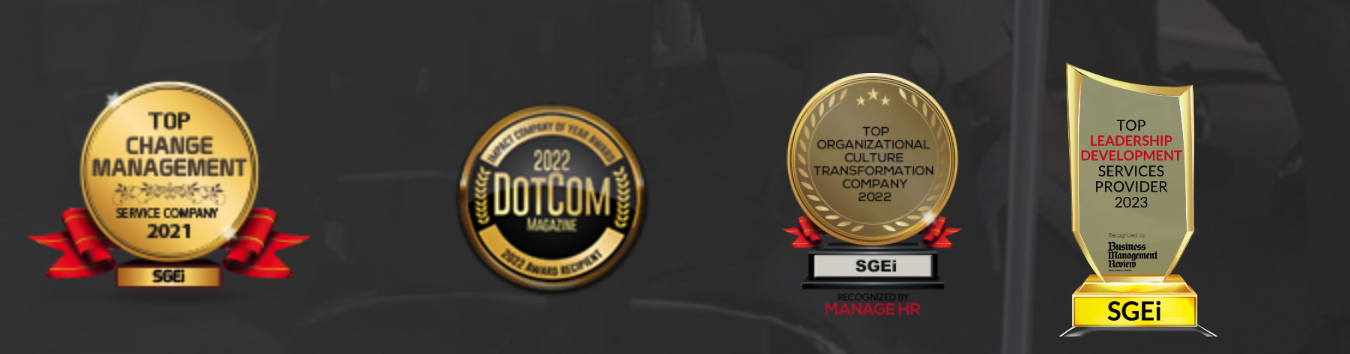 SGEi Awards — Top Change Management 2021, DotCom Magazine 2022, Top Organisational Culture Transformation 2022, Top Leadership Development Services Provider 2023